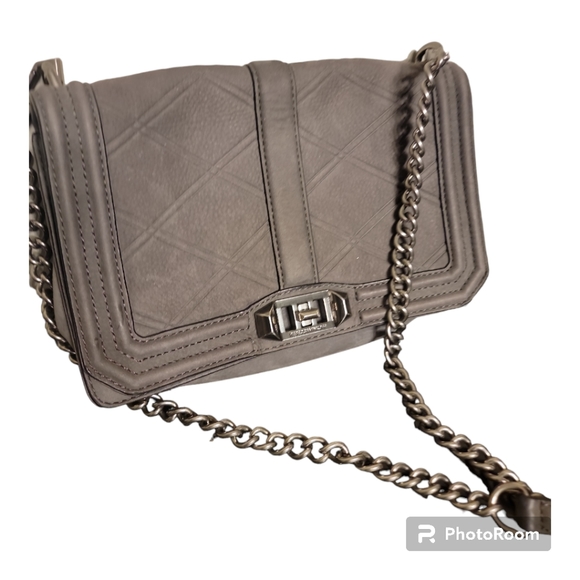 Rebecca Minkoff Grey Suede Shoulder Bag with Chain Strap - Picture 6 of 7